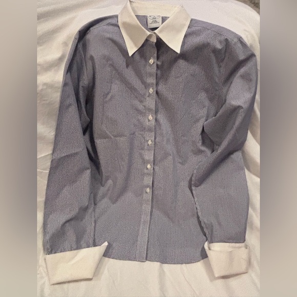 Brooks Brothers Tops - Used Women’s Brooks Brothers Size 14 Blue Striped Shirt with White Accents
